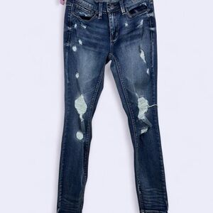 Mudd Low Rise Skinny Jeans Size 1 Distressed Y2K Stretch Denim